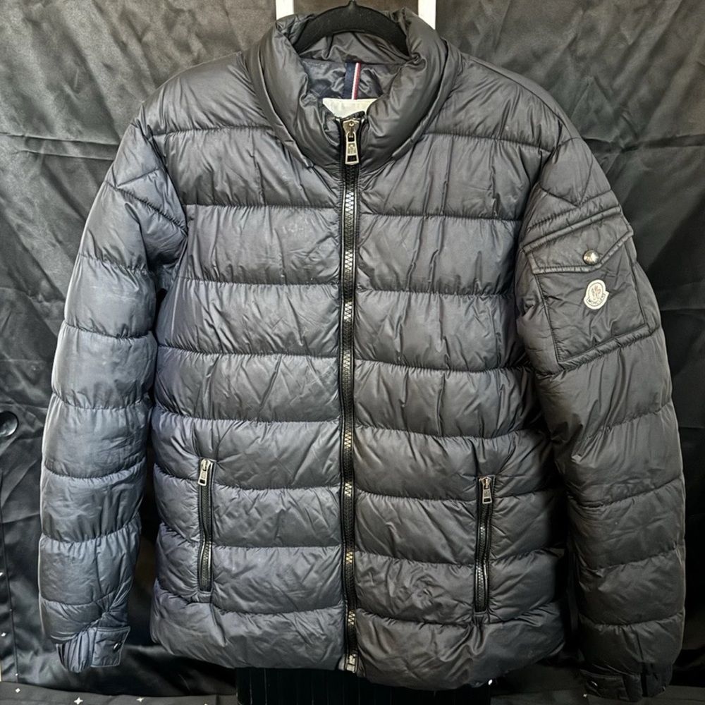 Men Moncler Jacket Blue Maya Down Puffer Jacket Size 4